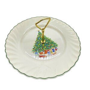 Vintage 90s Noel Tidbit Tray‎ Christmas Tree Porcelain House Of Salem Gifts Box